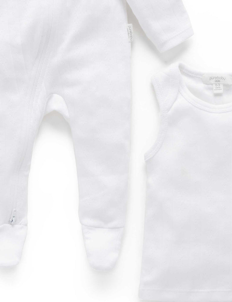 Everyday Pointelle Pack - White - Purebaby