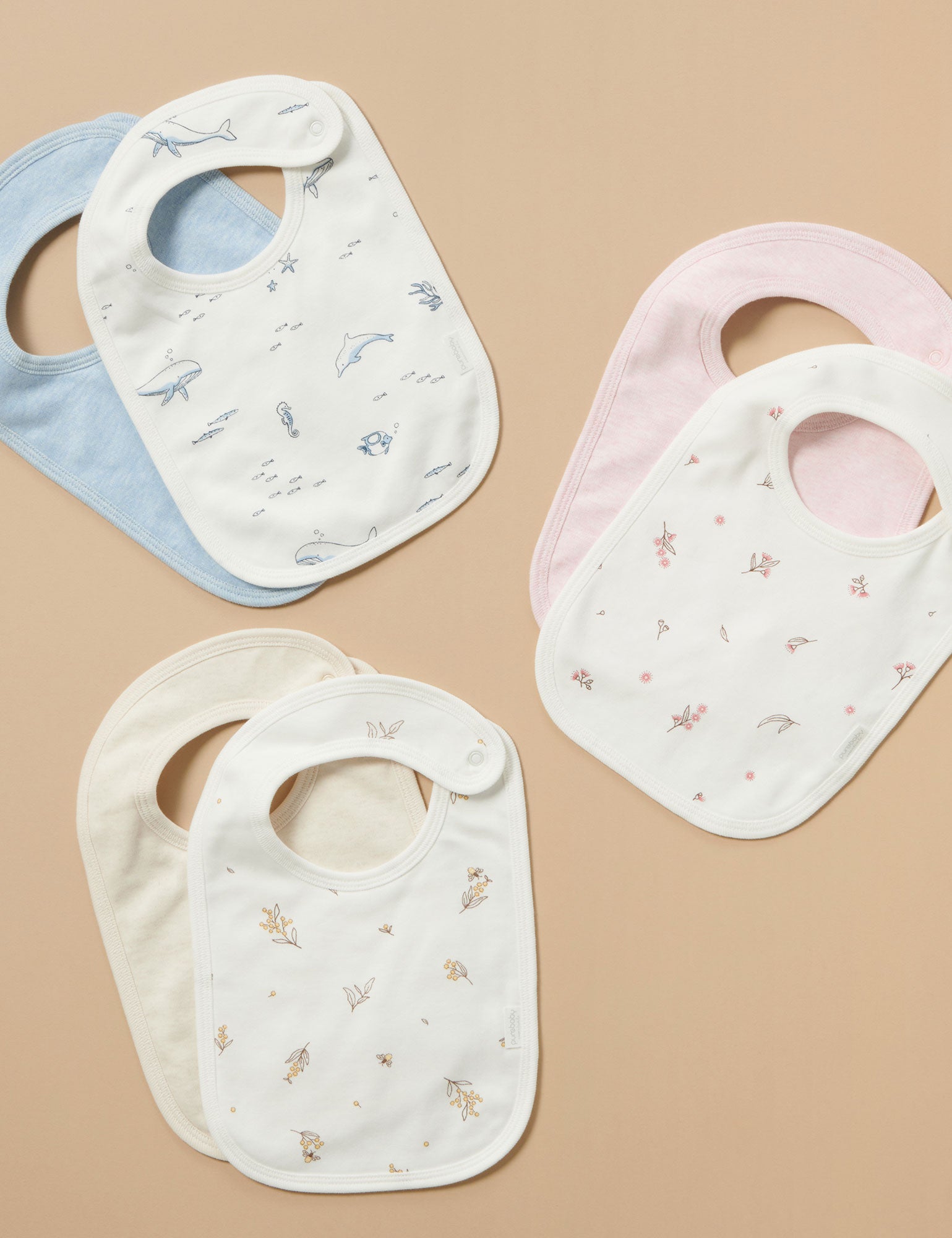 Essential Bib 2 Pack - Vanilla Blossom Pack - Purebaby