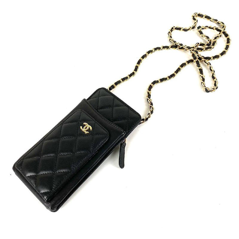 chanel compact double pouch with chain