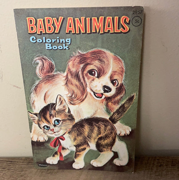 Download Vintage 1964 Baby Animals Coloring Books Softcover Touched By Time Treasures