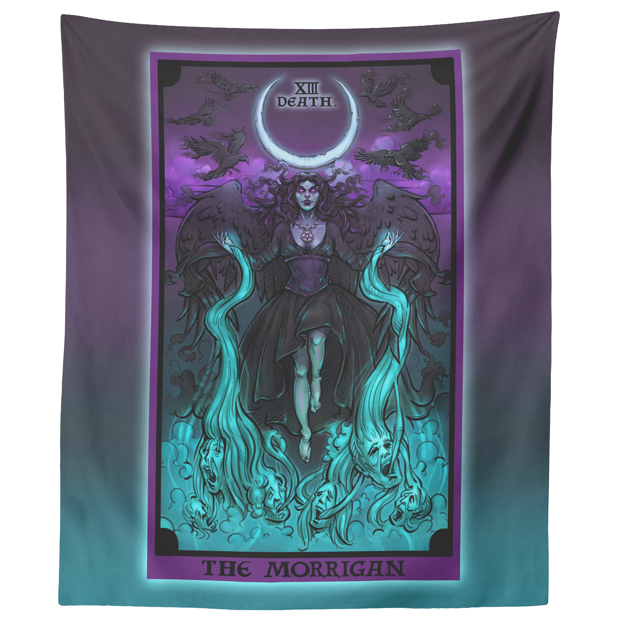 The Morrigan Death Tarot Card Tapestry (Color Background) – The Ghoulish  Garb
