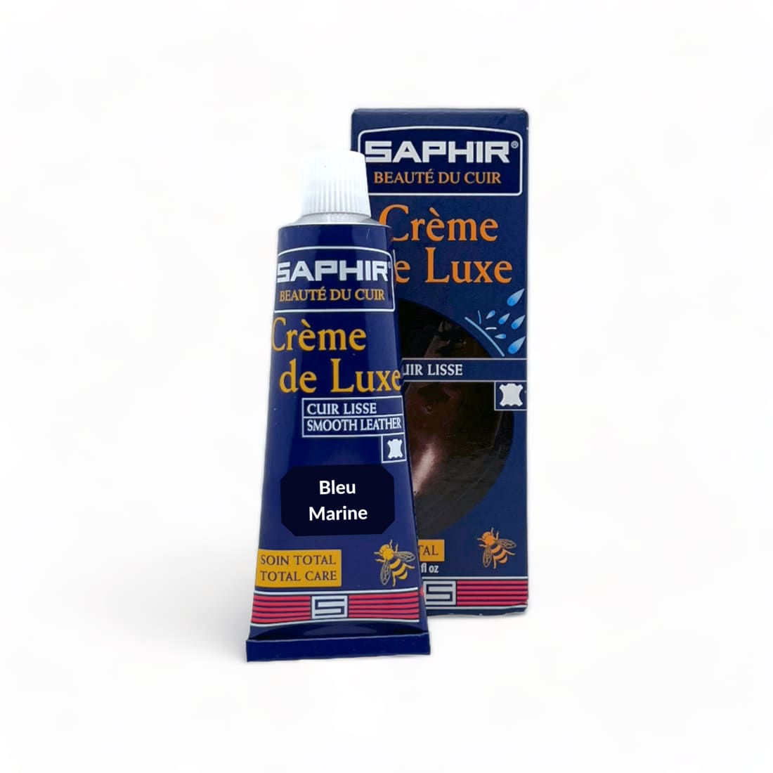 Crème SAPHIR avec applicateur bleu marine pour chaussure en cuir