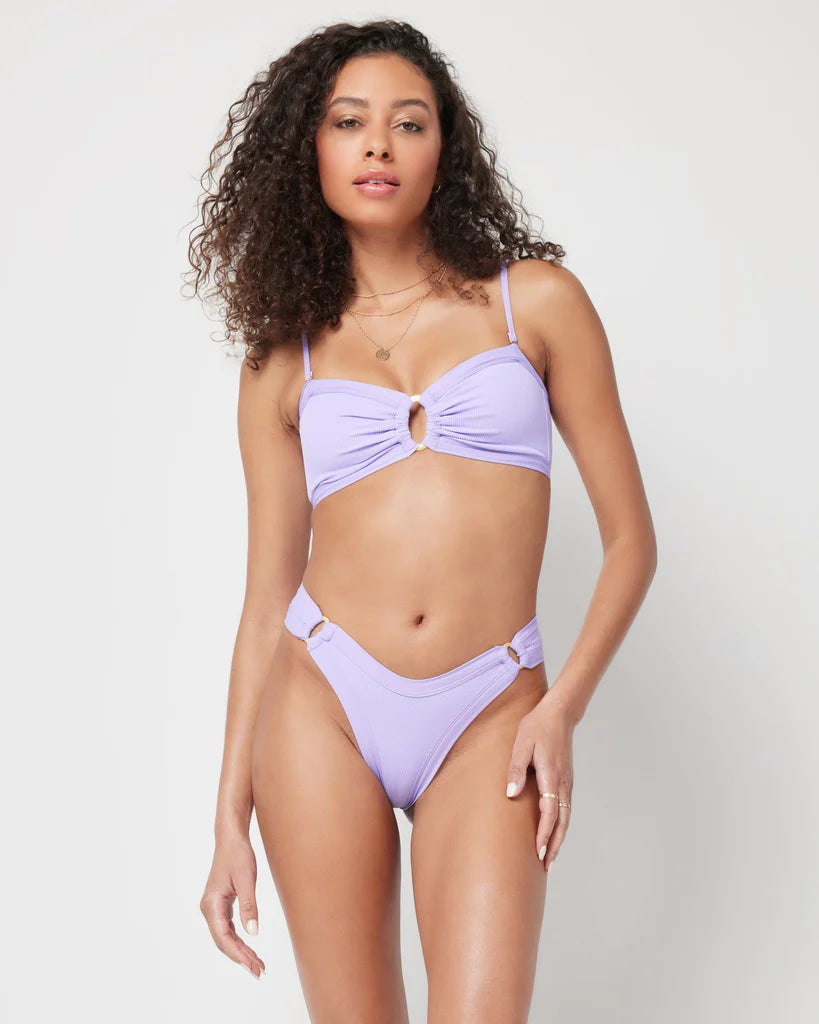 Product  Ribbed Vacay Bikini Bottom - Crystal Pink Bougainvillea