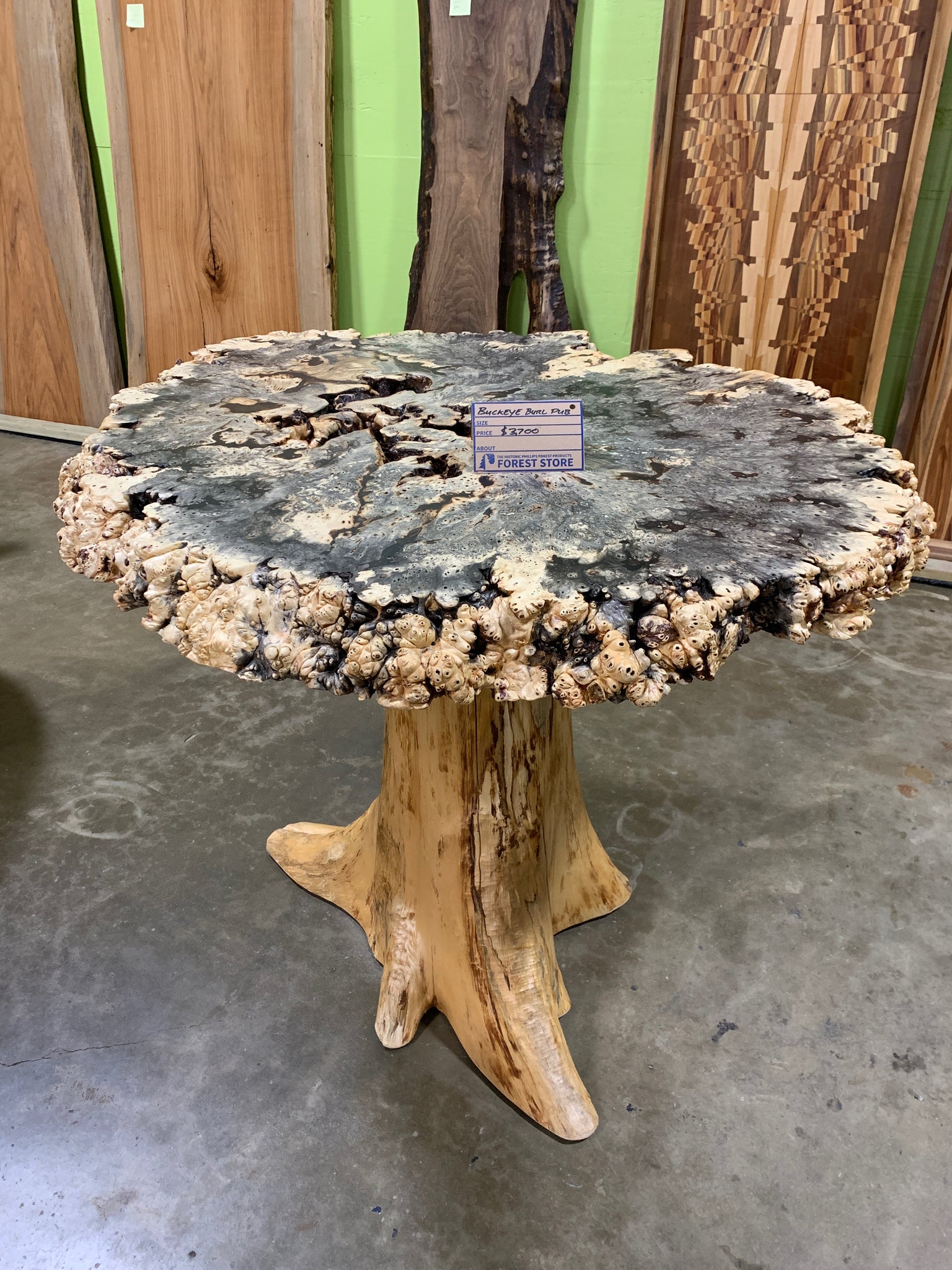 Live Edge Buckeye Burl Pub Table The Phillips Forest Store