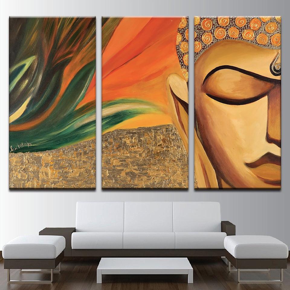 Half Face Buddha 3 Piece Hd Multi Panel Canvas Wall Art Frame Original Frame