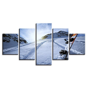 Snow Tracks 5 Piece HD Multi Panel Canvas Wall Art Frame