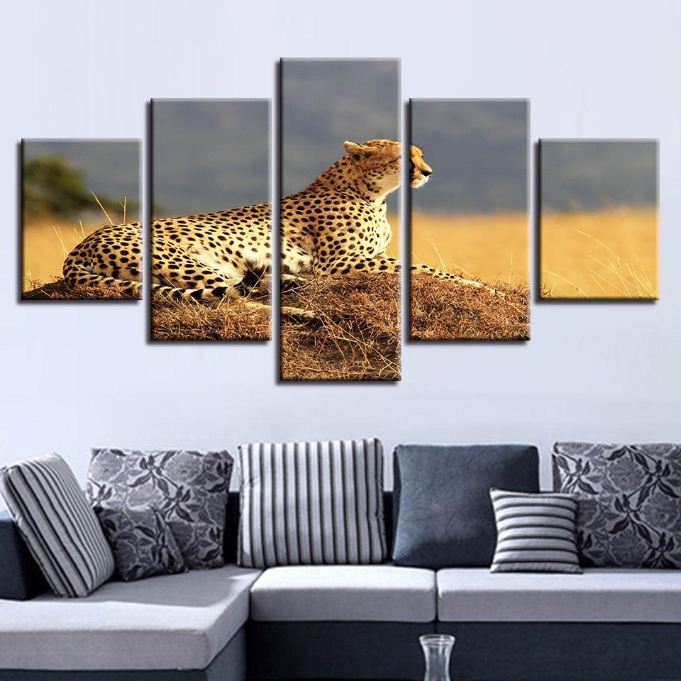Resting Leopard 5 Piece HD Multi Panel Canvas Wall Art Frame – Original ...