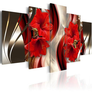 Flower Lily 5 Piece HD Multi Panel Canvas Wall Art Frame