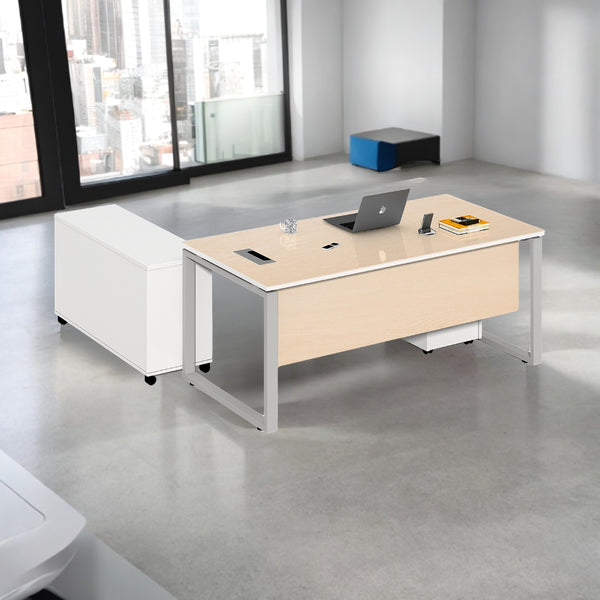 Modern Office Table with Side Cabinet