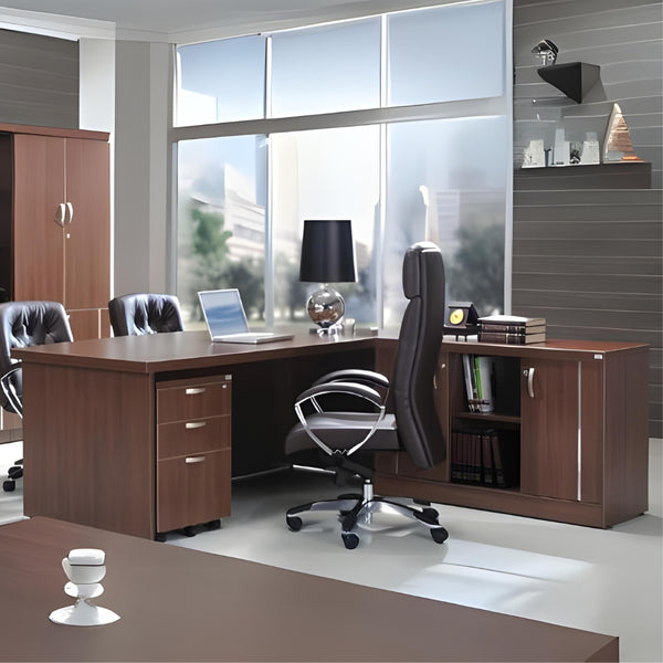 Signature Executive L-Shaped Table with Cabinet