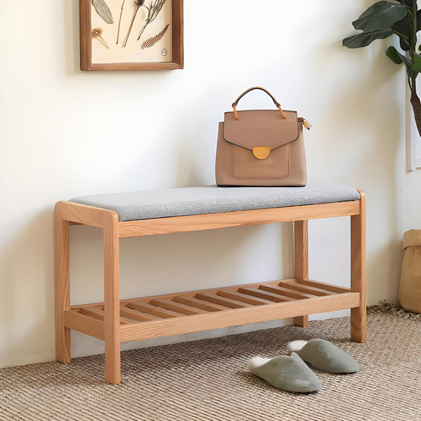 Serenity Oak Entryway Bench with Shoe Rack