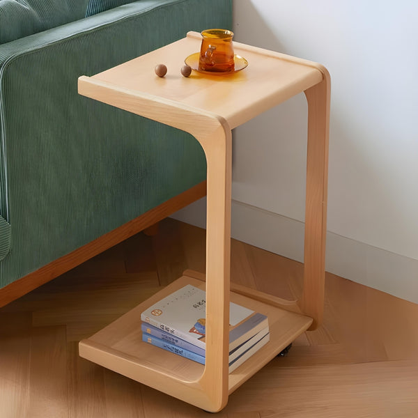 Beechwood Mobile Side Table for Bed