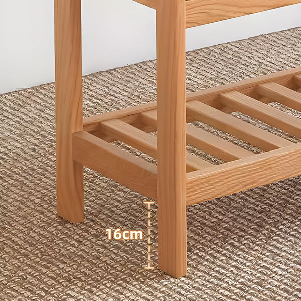 Serenity Oak Entryway Bench with Shoe Rack