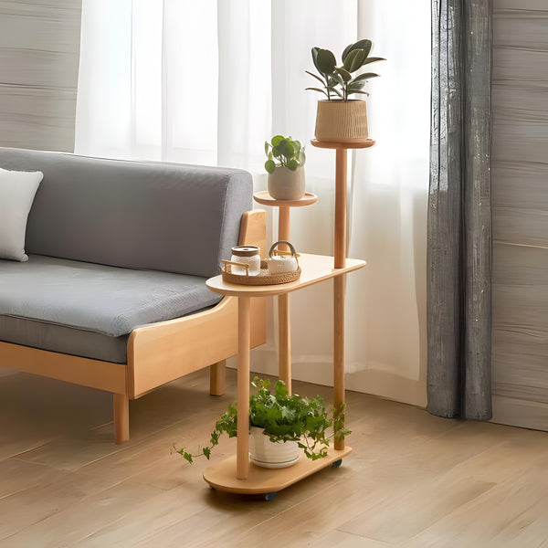 Natural Beech Plant Stand with Casters