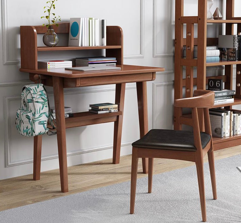 wooden study table with shelf