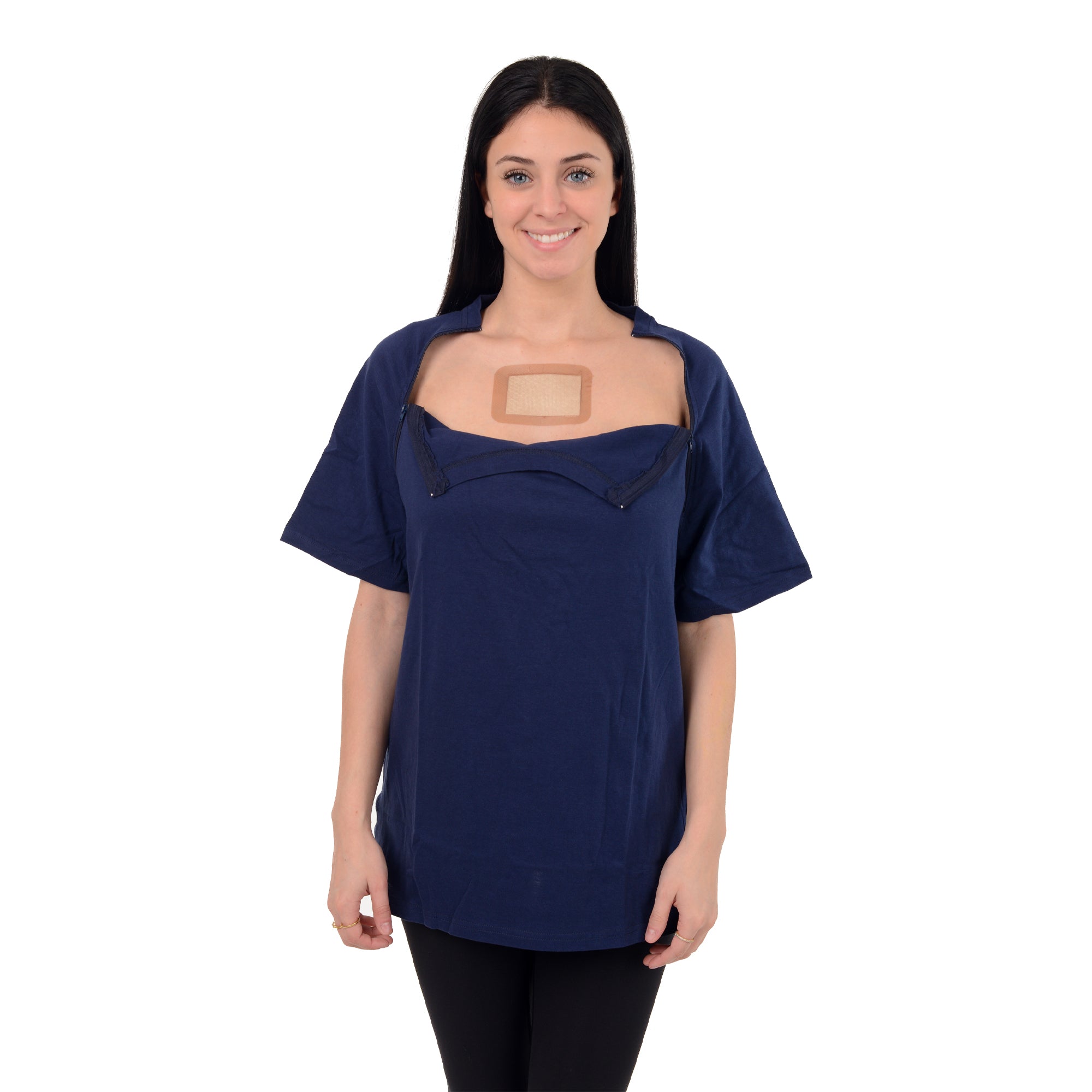 Post Mastectomy Band collar shirt with Drain pockets Camisole for Drai