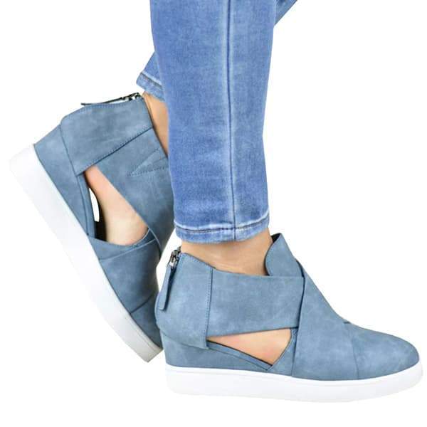 criss cross wedge sneaker