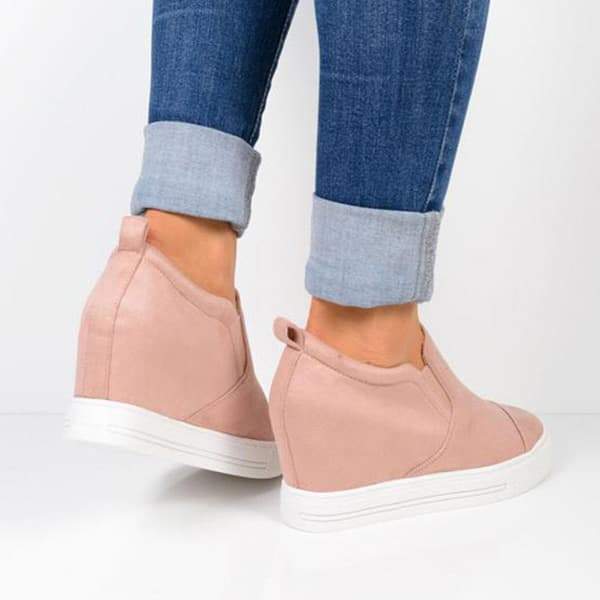fashion letter slip on wedge sneakers faux suede wedge heel casual sneakers