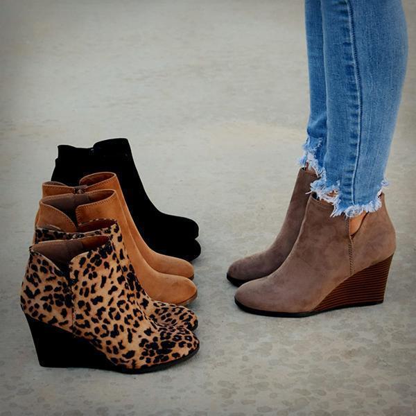 tan wedge booties