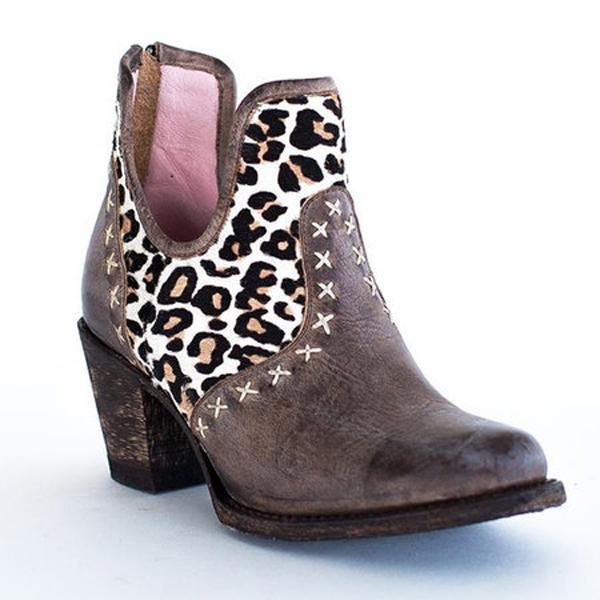 white leopard booties