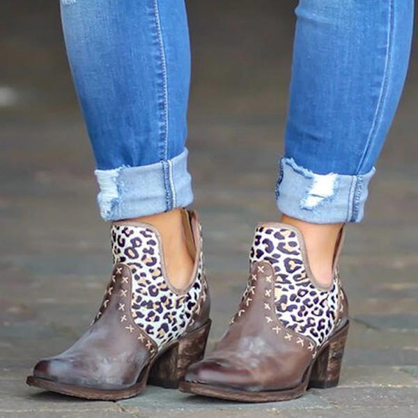 white leopard booties