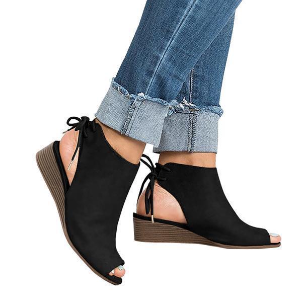 low wedge peep toe shoes