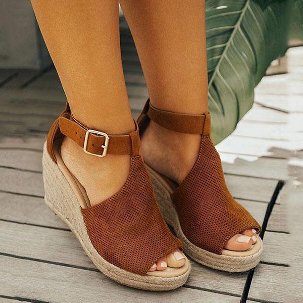 espadrille wedges adjustable buckle sandals