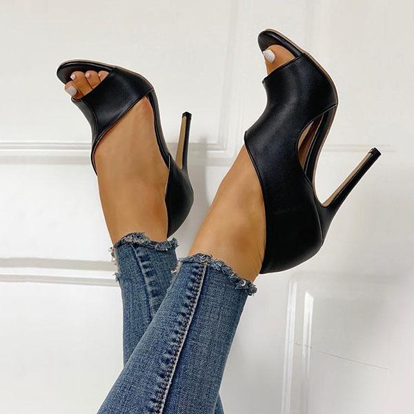 Variedshoes Cutout Peep Toe Thin Heeled 