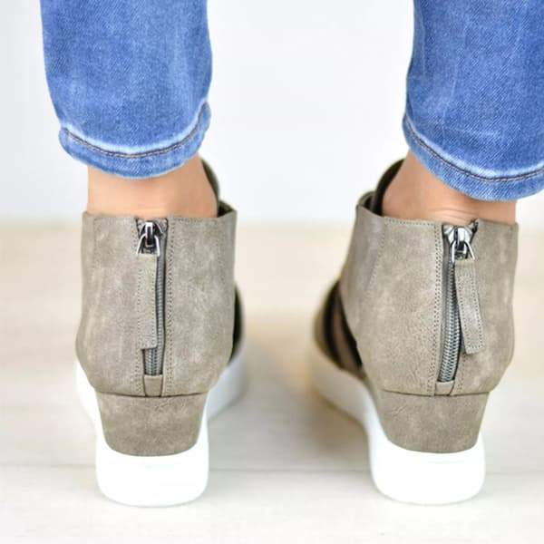 criss cross cut out wedge sneakers