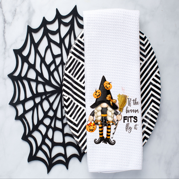 Halloween Kitchen Towel - Spider Web Tea Towel - Witch Chair