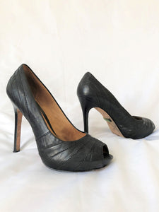 L.A.M.B. Size 6.5 Tansy Black Leather Peep Toe Pumps