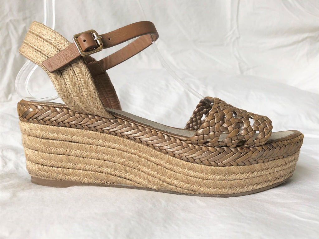 Tory Burch Size  Tan Woven Wedge Sandals – FABULUX