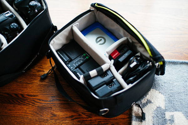 camera gear in bag