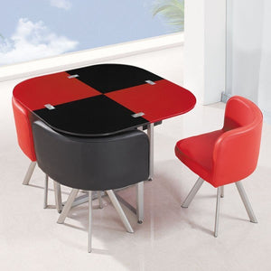 red and black glass dining table