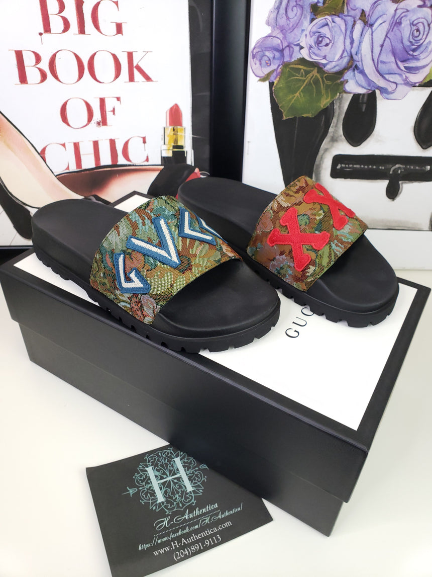 gucci floral brocade slides