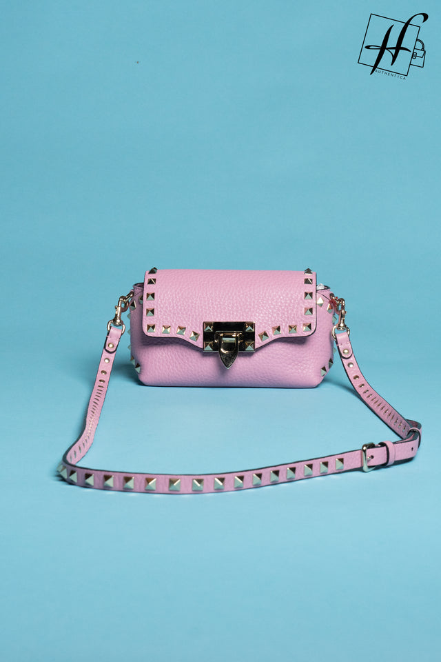 rockstud mini calfskin leather crossbody