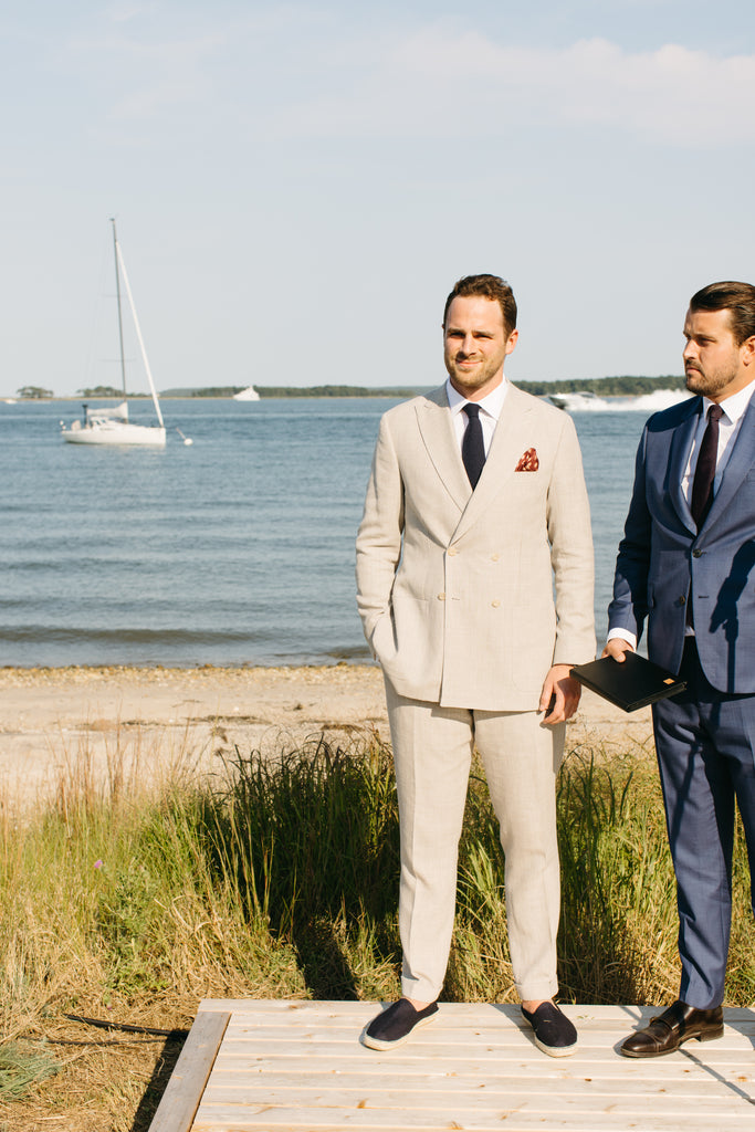 Wedding, Suit, Linen, Hamptons, Summer