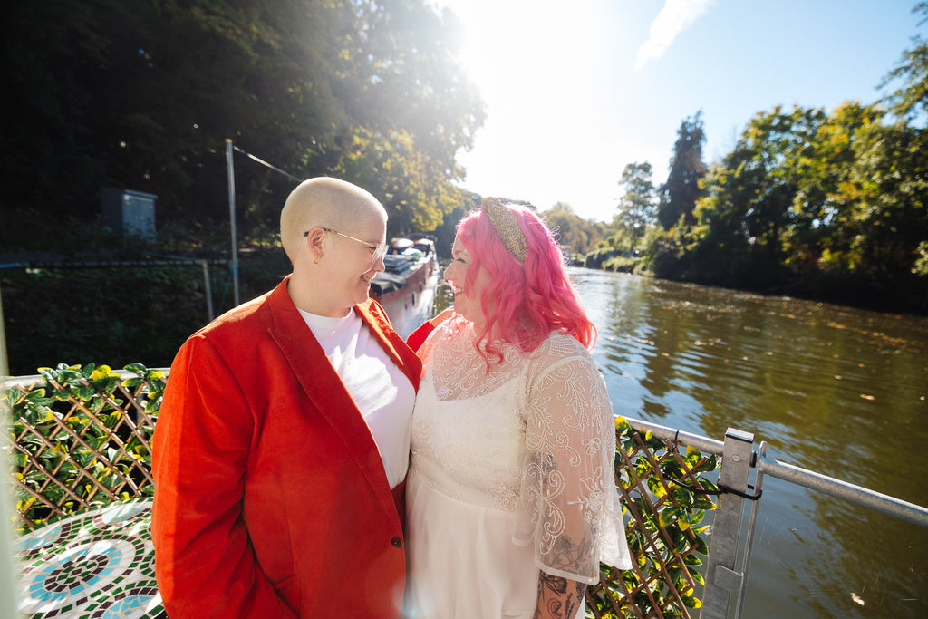 Jenny Sophy wedding bride country suit orange red