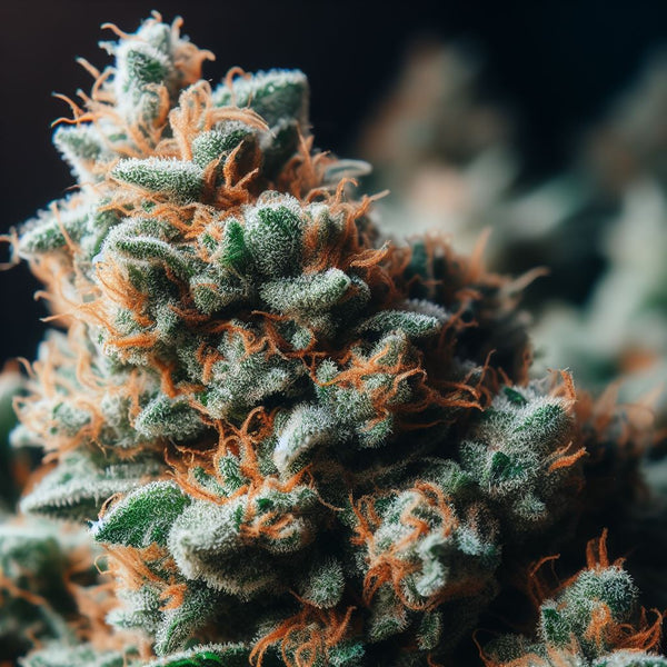 Closeup photo of cannabis buds flourishing with trichomes and bountiful health