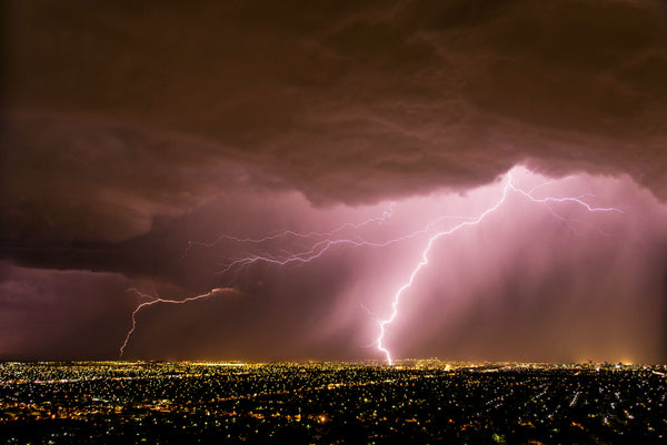 lightning storm over a city