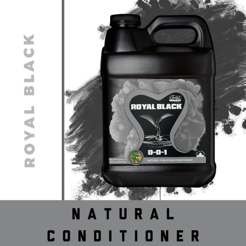 Container of Future Harvest Royal Black with a caption below it that says 'Natural Conditioner'