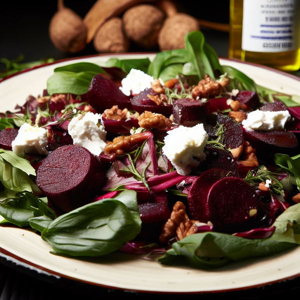 Salade de betteraves au four et fromage de chèvre