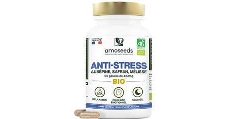 complexe anti stress bio safran aubepine melisse amoseeds specialiste des super aliments bio