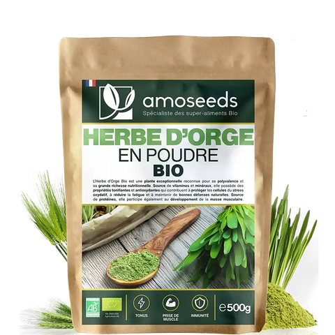 herbe orge poudre bio amoseeds specialiste des super aliments Bio