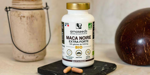 maca noire Bio gelules amoseeds specialiste des super aliments Bio