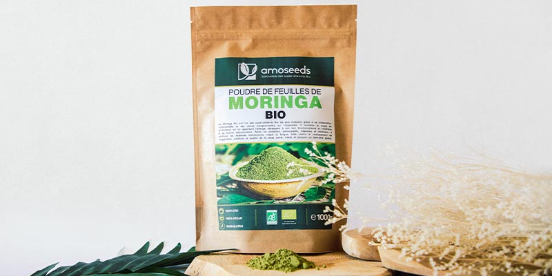 Poudre de Moringa Bio amoseeds specialiste des super aliment Bio