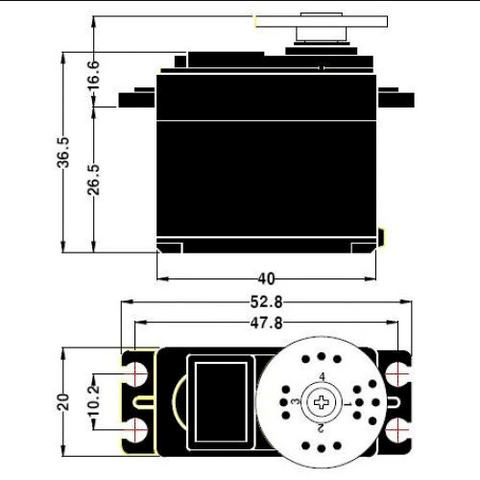 Dimensiones del servomotor MG995 ROBMOT00665