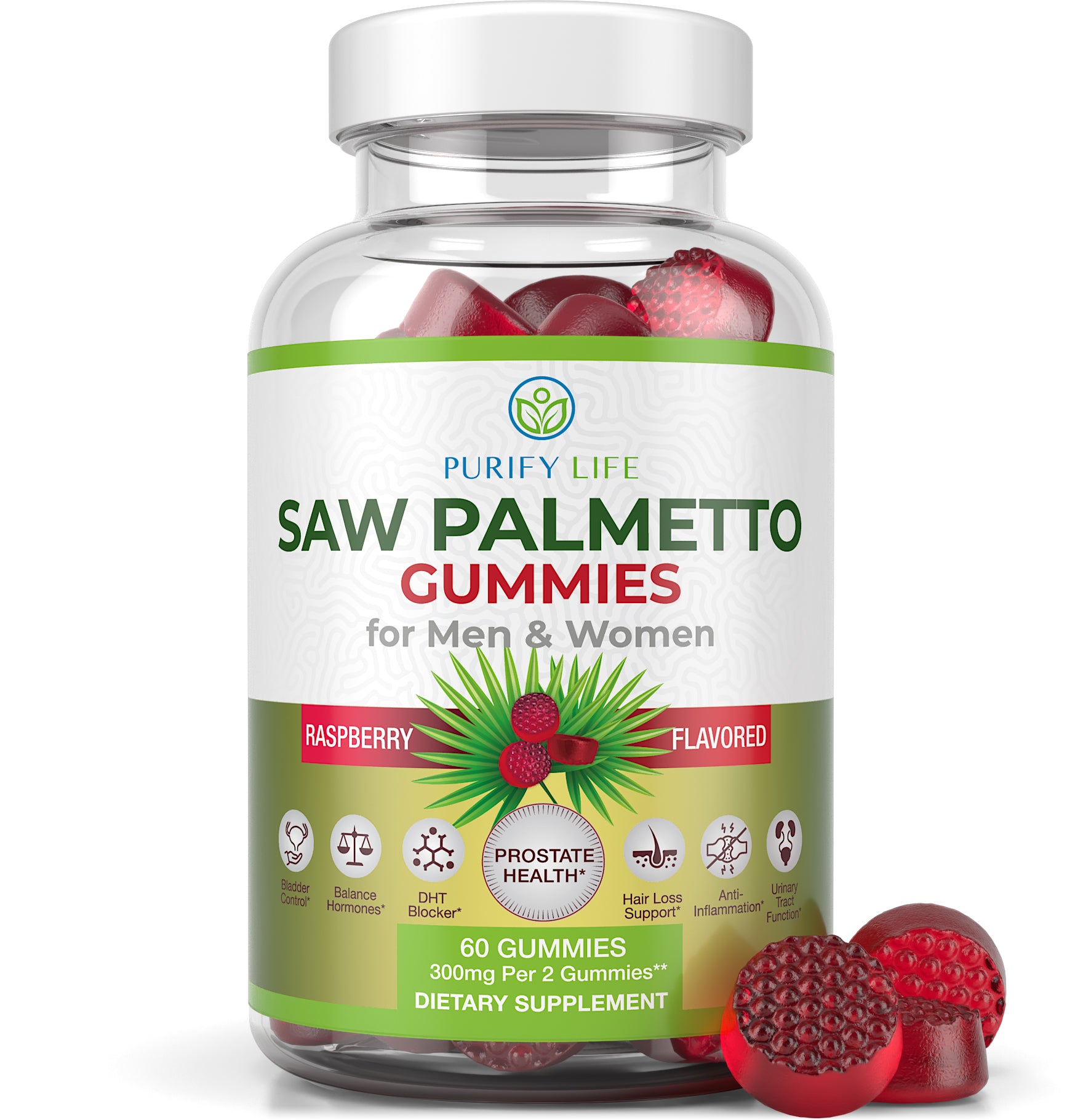 Saw Palmetto Extract Gummies for Hair Loss (2,000mg/serving) Saw Palmetto Supplement for Women & Men - Purify Life product image