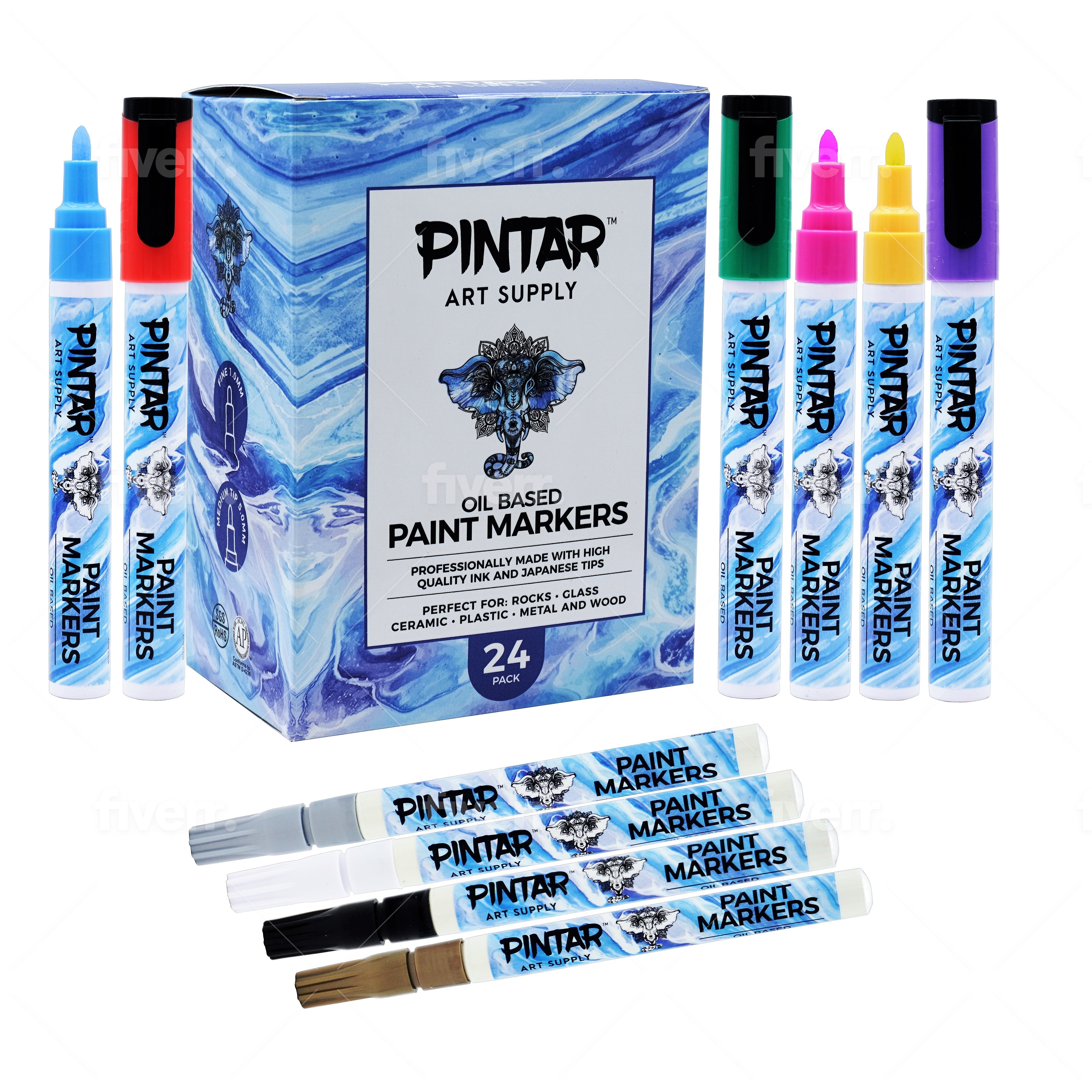 PINTAR Black & White Markers/Pens for Rock Painting, Wood - Pack