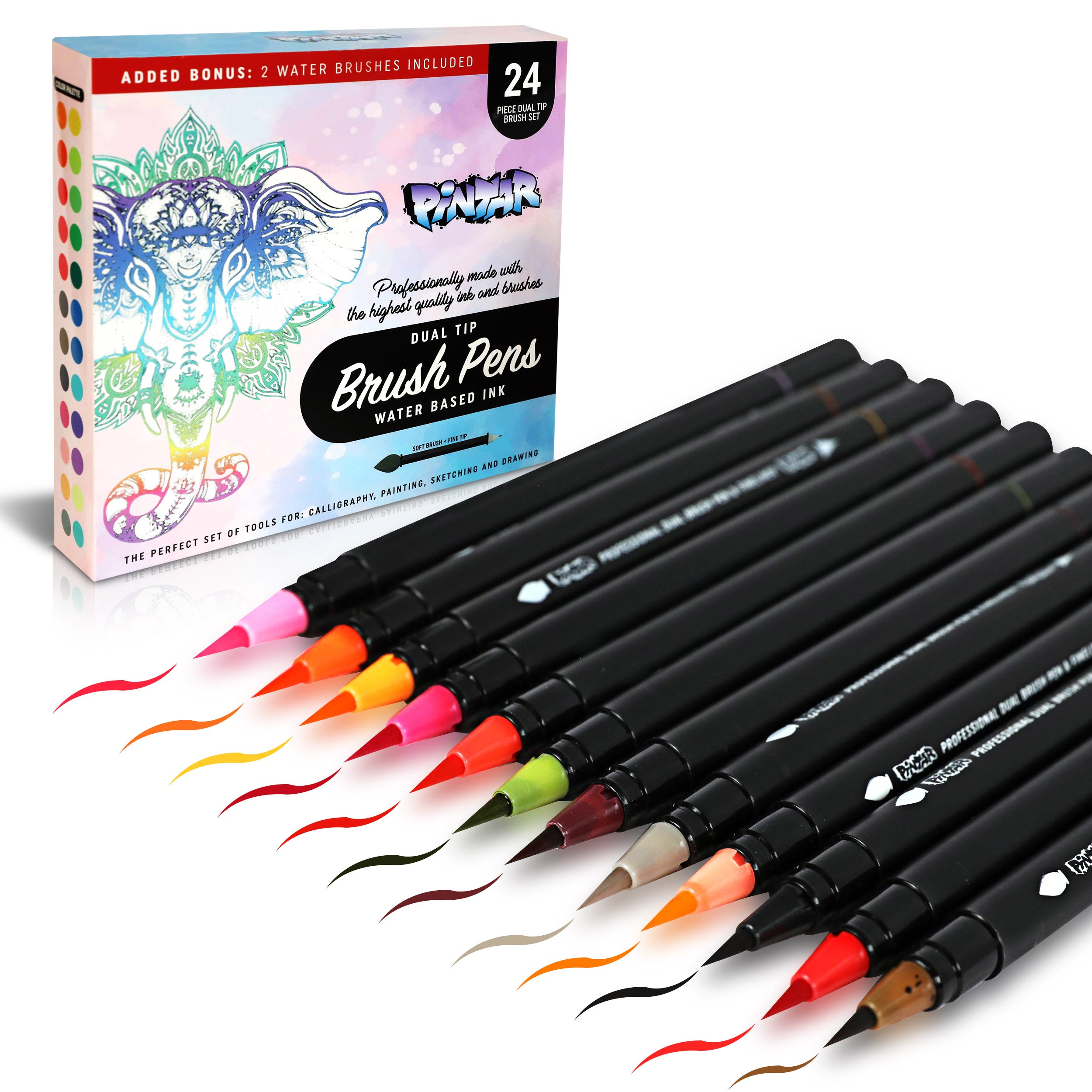 Dual Brush Pens - 24 Colors - MozArt Supplies USA